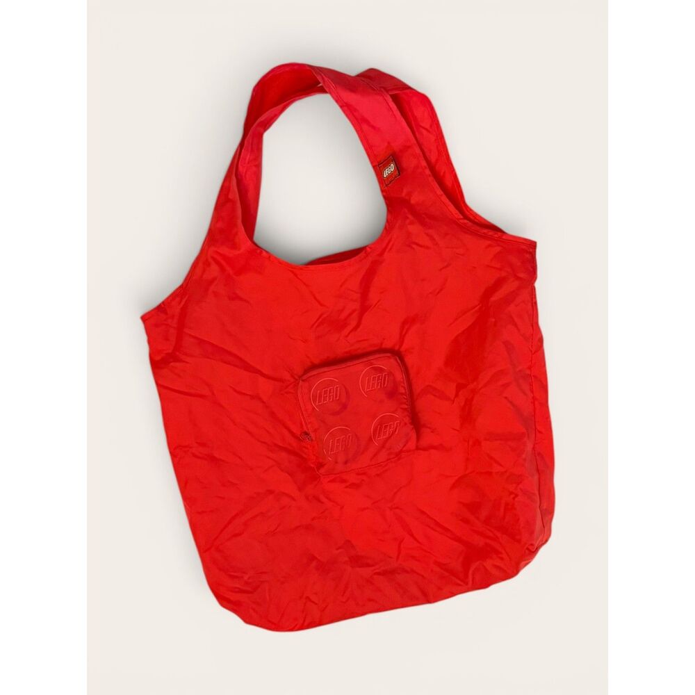 Lego Reusable Tote Bag 852858 Red Lego Brick Pattern Zippered Pouch NWT!!